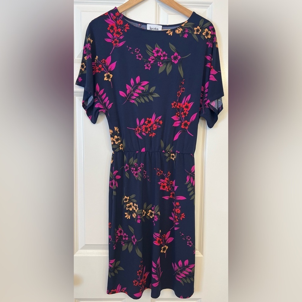 Leota Navy Blue Floral Dress Size XS